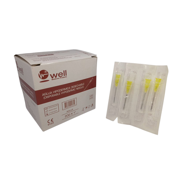 Agujas Hipodérmicas Desechables Well  Caja x 100 Unidades