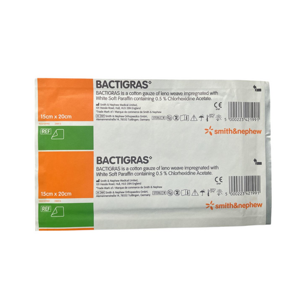 BACTIGRAS Gasa Parafinada con Clorhexidina 0.5% 15 x 20 cm x Unidad