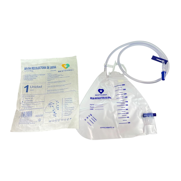 Bolsa Recolectora de Orina 2000 ml con Válvula de Drenaje y Conector Universal – Bestsurgy