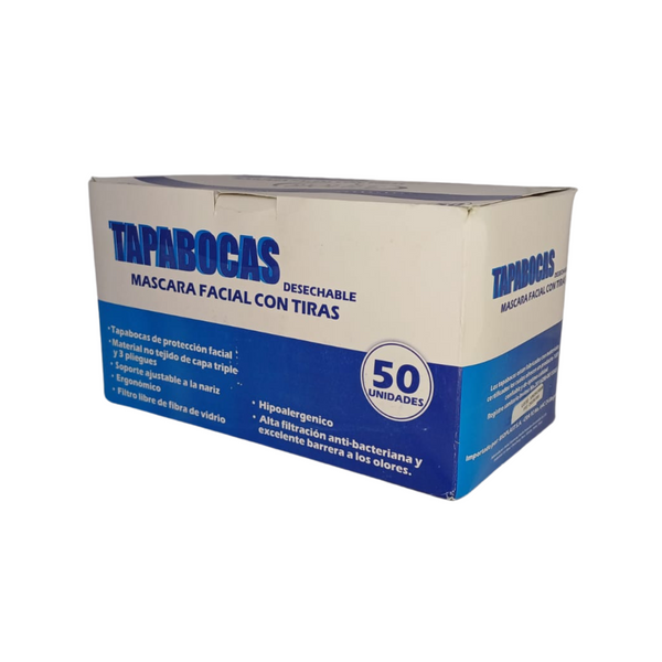 Tapabocas con Tiras de Amarre – Caja x 50 Unidades