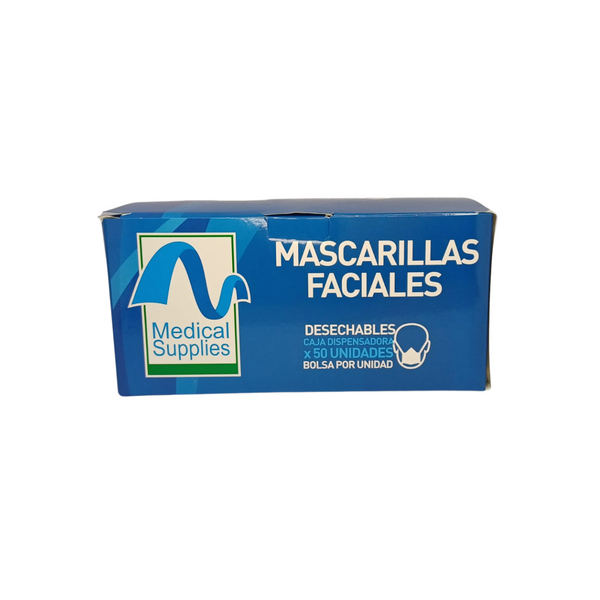 Tapabocas Desechable 3 Capas Empaque Individual x 50 Unidades
