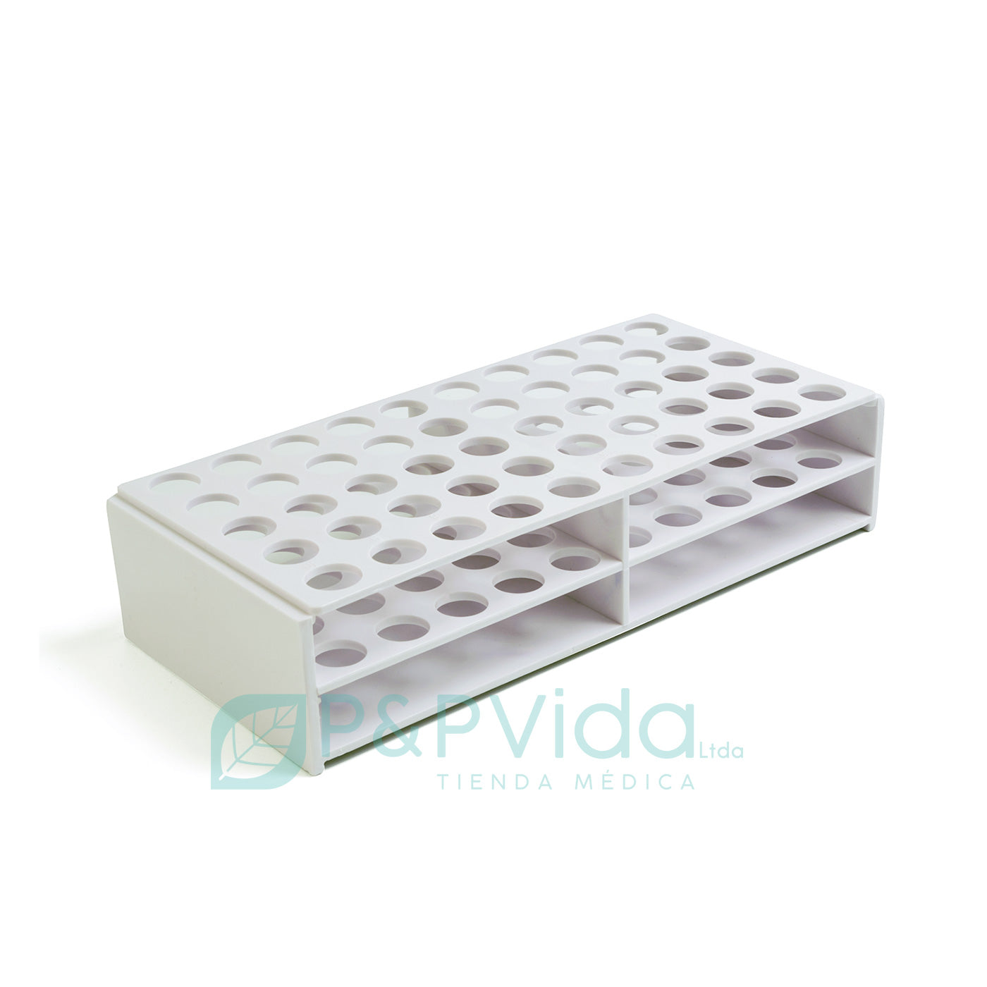 Gradilla blanca plastica para 50 tubos – PYP Vida